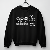 Load image into Gallery viewer, Rock, Paper, Scissors, Murder Mittens Unisex Cat Sweatshirt
