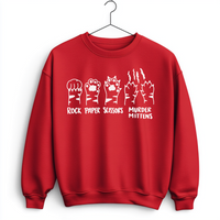 Load image into Gallery viewer, Rock, Paper, Scissors, Murder Mittens Unisex Cat Sweatshirt
