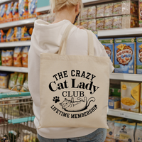 Load image into Gallery viewer, The Crazy Cat Lady Club Natural Cotton Tote
